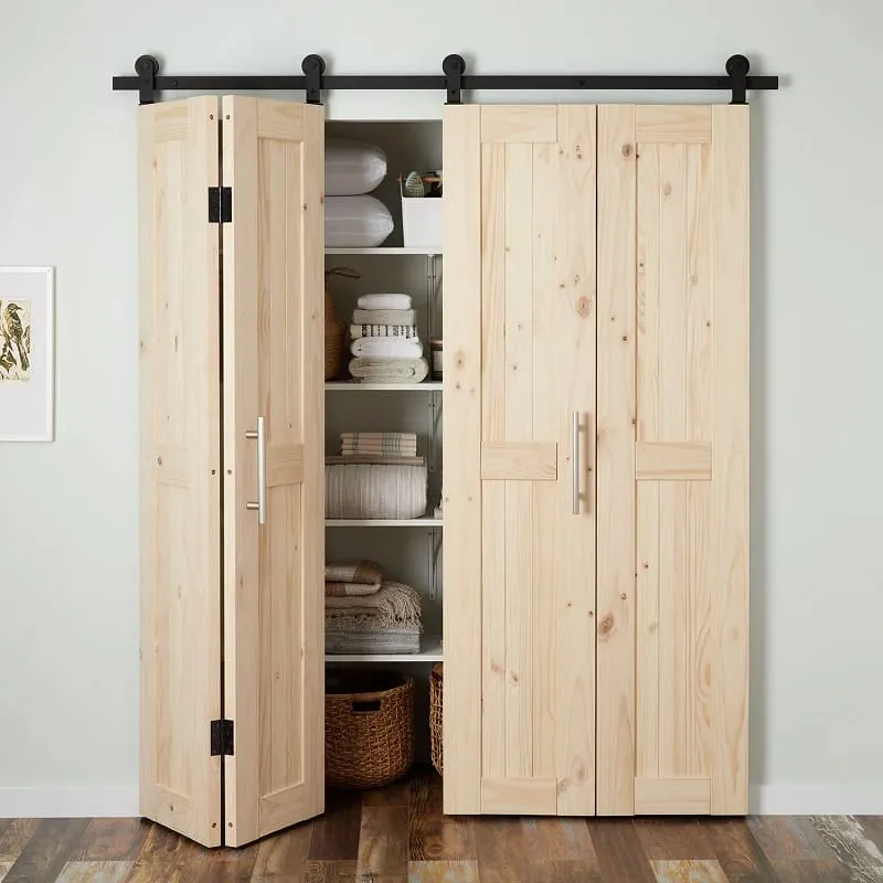 Barn Doors with Colorful Double-Hinged With Shelf Storage