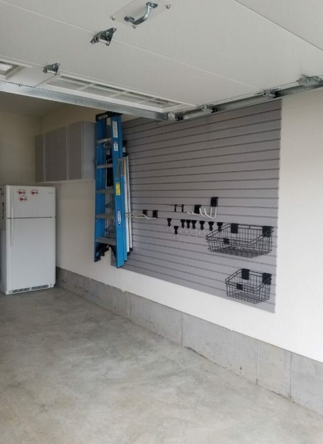 Garage slatwall storage system, installed by Closets For Less