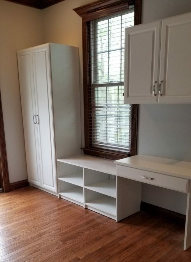 White home office desk window, installed by Closets For Less